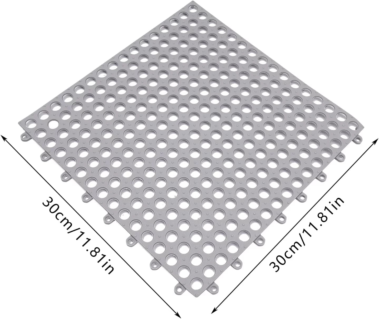 11.8*11.8" Pool Shower Interlocking Gray 24PCs Nonslip Holes Mat,Soft with Drainage Mat for PVC Bathroom, Floor Bath Kitchen,