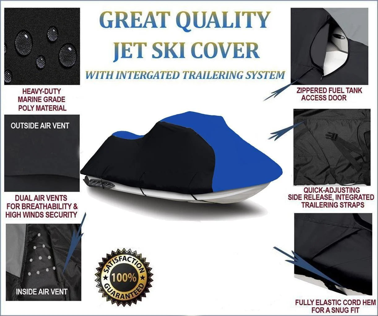 2 JET 2007 2004 THE GP1300R Cover Ski 2003 HEAVY-DUTY, PWC 2008 Seater LINE for 2005 BLUE TOP Jet / BLACK YAMAHA OF Cover 2006 Compatible SKI