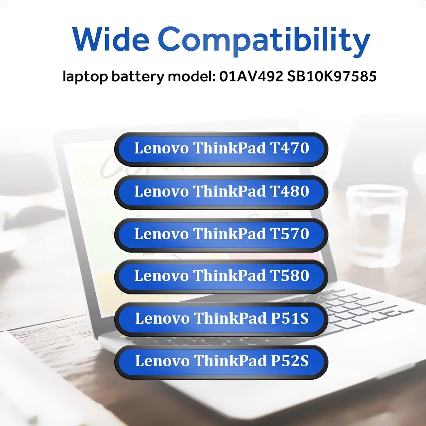 01AV492 A485 Laptop for ThinkPad P52S Battery A475 Lenovo SB10K97584 T470 01AV427 01AV452 T580 61++ P51S 72Wh Series 01AV425 T480 01AV428 01AV426 Notebook 01AV490 TP25 SB10K97580 T570 01AV423