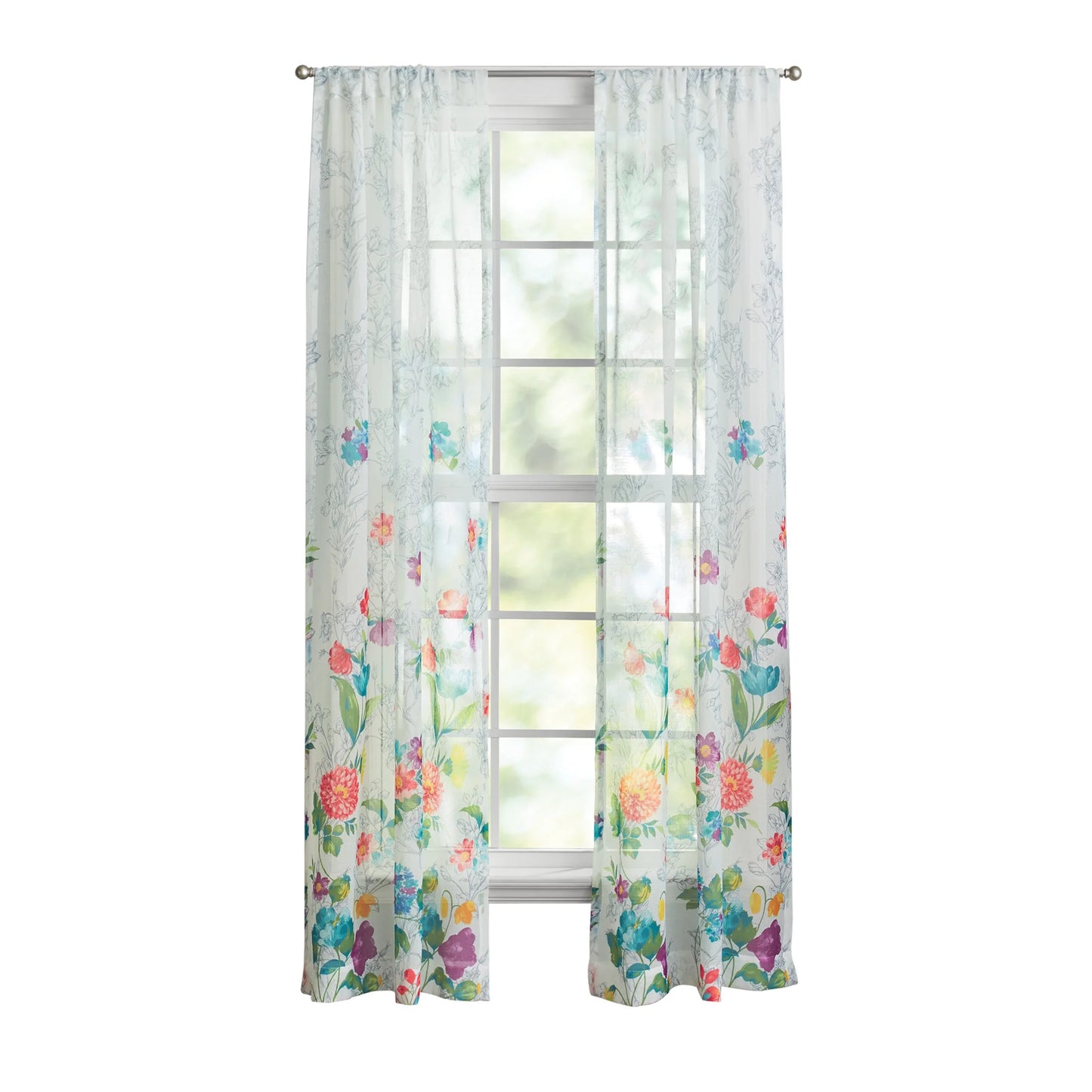 2 Pioneer 40x84, The Woman Polyester RodPocket Floral, Panel, Bouquet Pack Blooming Curtain Multi,