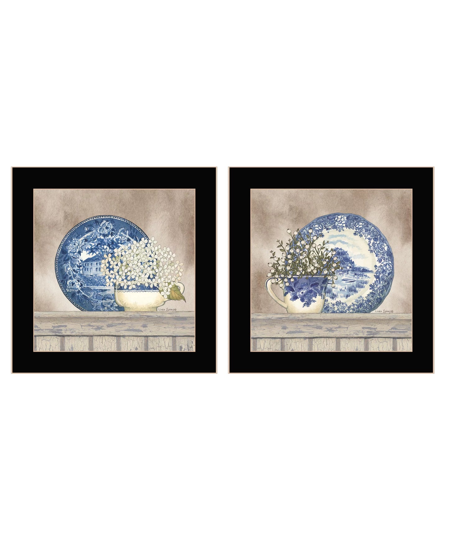 2-Piece to Blues Linda By Black Framed Vignette Frame Print, Spivey, Ready Collection" Hang Farmhouse "The